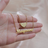 Personalized Stones Name Heart Buttifly Pendant Necklace