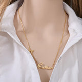Shining Butterfly Name Necklace Matte Stainless Steel Heart Font Women Pendant