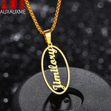 Personalized Oval Name Pendant Necklace for Women