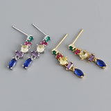 925 Silver Zircon Tassel Earrings Boho Party Jewelry