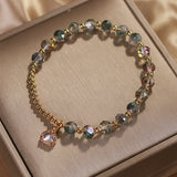 Natural Garnet Heart Pendant Beaded Bracelet for Women ASL43