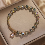 Natural Garnet Heart Pendant Beaded Bracelet for Women ASL43