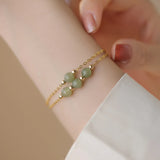 Green Strawberry Crystal Braid Bracelet for Women ASL53