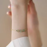 Green Strawberry Crystal Braid Bracelet for Women ASL53