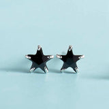 Small Star CZ Stud Earrings Sterling Silver 925 Lady Jewelry
