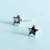 Small Star CZ Stud Earrings Sterling Silver 925 Lady Jewelry