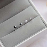 Small Star CZ Stud Earrings Sterling Silver 925 Lady Jewelry