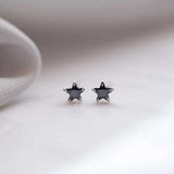 Small Star CZ Stud Earrings Sterling Silver 925 Lady Jewelry