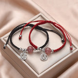 Red/Black Chalcedony Chinese Blessing Charm Bracelets