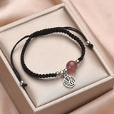 Red/Black Chalcedony Chinese Blessing Charm Bracelets