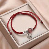 Red/Black Chalcedony Chinese Blessing Charm Bracelets