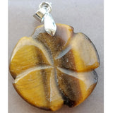 Aventurine Carnelian Tiger Eye Crystal Flower Rose Pendant Bead
