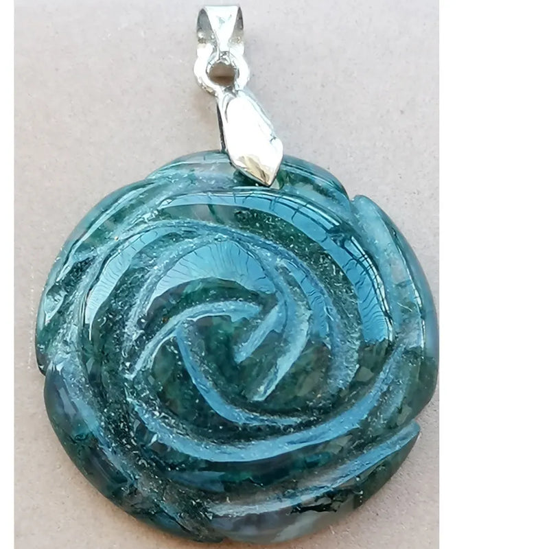 Aventurine Carnelian Tiger Eye Crystal Flower Rose Pendant Bead