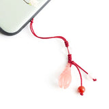 Aventurine Jade Magnolia Flower Pendant Crystal Phone Chain