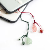 Aventurine Jade Magnolia Flower Pendant Crystal Phone Chain