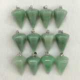 Aventurine Stone Pendulum Charms for Jewelry Making DIY 12pcs