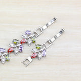 Colorful Multi-Color Gems Silver Bracelet Health Jewelry For Women