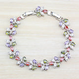 Colorful Multi-Color Gems Silver Bracelet Health Jewelry For Women