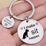 Dog Trainer Keyring Set Stainless Steel Keychain Dog Lover Family Gift