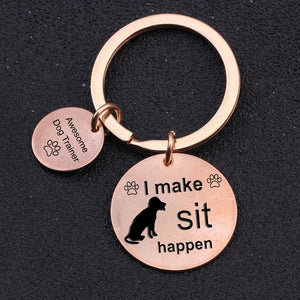 Dog Trainer Keyring Set Stainless Steel Keychain Dog Lover Family Gift