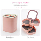 Jewelry Storage Box Mini Leather Double Layer Organizer Travel Case