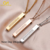 Ayatul Kursi 3D Bar Necklace Islamic Pendant Eid Gift Ramadan Gift