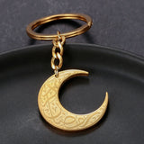 Ayatul Kursi Stainless Steel Keychain Moon Pendant