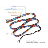 Chakra Wrap Bracelet Healing Crystal Stone Adjustable Leather Bracelet for Women