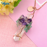 Tree of Life Clear Quartz Pendant - Healing Crystal Necklace