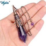 Metal Retro Bronze Gem Stone Hexagonal Pendant Pendulum Chain