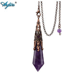 Metal Retro Bronze Gem Stone Hexagonal Pendant Pendulum Chain