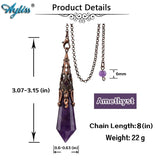 Metal Retro Bronze Gem Stone Hexagonal Pendant Pendulum Chain