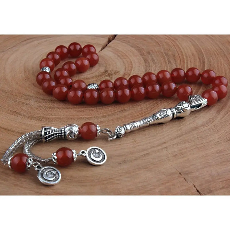 Aystar Agate Stone Rosary Red Modern Turkey