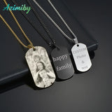 3 Colors Personalized Cuban Chain Necklace Custom Engraved Name Photo Pendant
