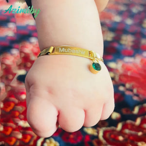 Engraved Name Bracelet Stainless Steel Rhinestone Bracelet for Kids