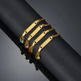 Engraved Name Bracelet Stainless Steel Rhinestone Bracelet for Kids