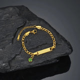 Engraved Name Bracelet Stainless Steel Rhinestone Bracelet for Kids