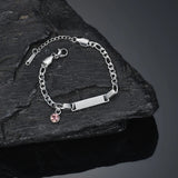 Engraved Name Bracelet Stainless Steel Rhinestone Bracelet for Kids