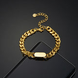 Stainless Steel Oval Bracelet Initial Alphabet Charms Cuban Chain
