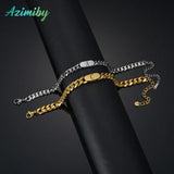 Stainless Steel Oval Bracelet Initial Alphabet Charms Cuban Chain