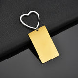 Stainless Steel Keychain Engrave Photo Text Name Plate Anime Family Jewelry