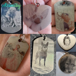Stainless Steel Keychain Engrave Photo Text Name Plate Anime Family Jewelry