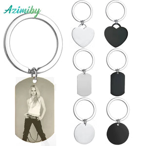 Stainless Steel Keychain Photo Name Plate Anime Family Jewelry
