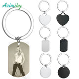 Stainless Steel Keychain Photo Name Plate Anime Family Jewelry