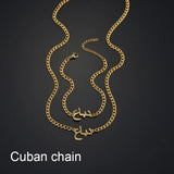 Custom Font Pendant Necklace Arabic Name Stainless Steel Chain Women
