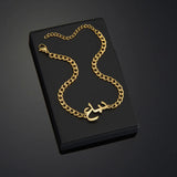 Custom Font Pendant Necklace Arabic Name Stainless Steel Chain Women