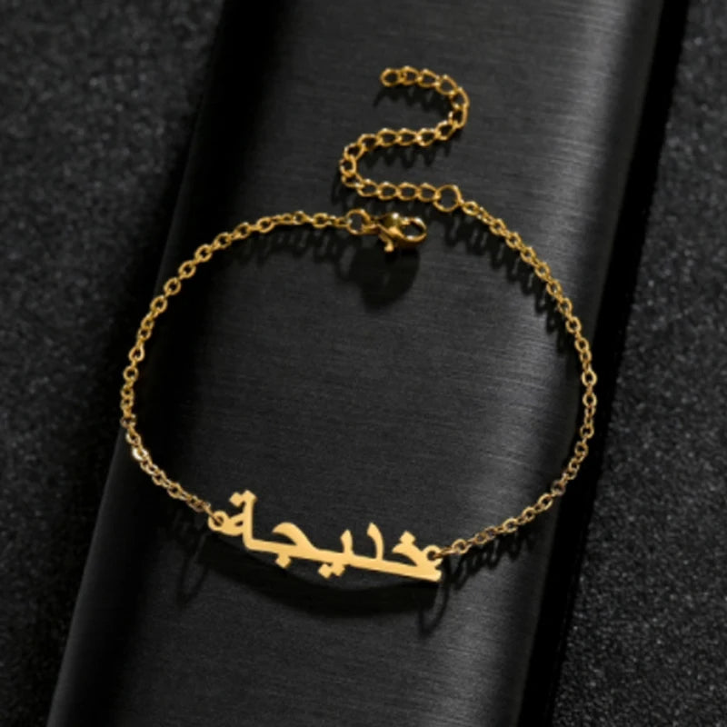 Custom Font Pendant Necklace Arabic Name Stainless Steel Chain Women