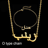 Custom Font Pendant Necklace Arabic Name Stainless Steel Chain Women