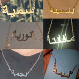 Custom Font Pendant Necklace Arabic Name Stainless Steel Chain Women