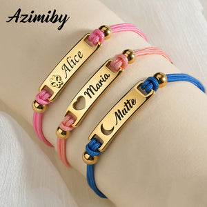 Engrave Kid's Name Id Bar Bracelet Stainless Steel